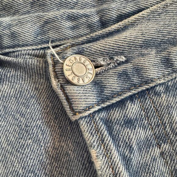 Agolde Criss Cross Straight Jeans Blue High-Rise Zip Button Raw Hem Pocket Sz 28 - Picture 2 of 6